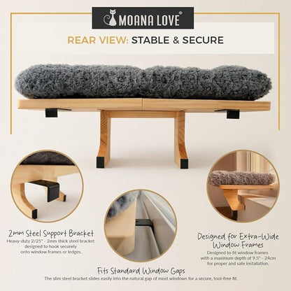 Cat Window Bed - Cozy Window Perch for Cats Inside - Stylish Cat Furniture with Soft Cushion, Perfect Kitten Bed & Cama para Gatos for Sunbathing, Hamaca para Gatos