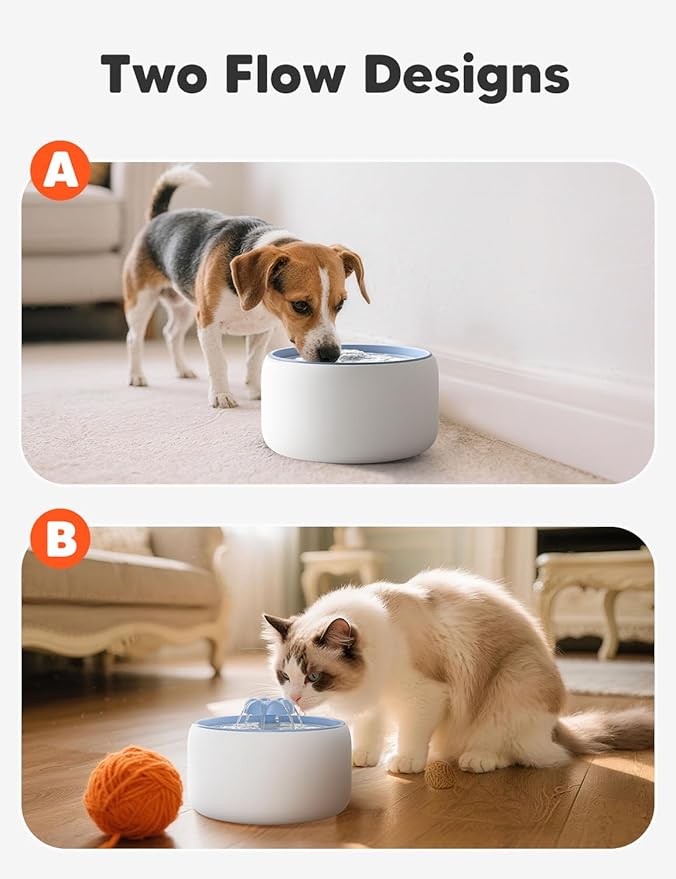WOPET Premium Ceramic Cat Water Fountain W03 Lite，3L/101oz Automatic Pet Water Fountain for Cats & Dogs, Dishwasher Safe，Luxury Cat Fountain with Ultra-Quiet Pump and Filter & Sponge