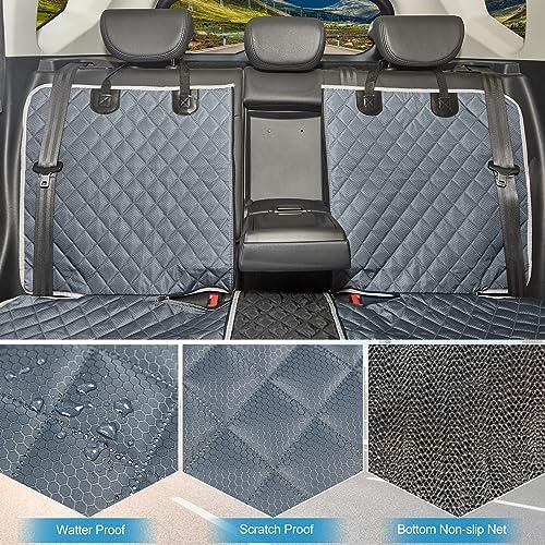 ANOSOSPECIAL Grey Dog Car Seat Cover for Back Seat X-Large,Non-Stick Fur,Pet-Friendly and Waterproof - Universal Fit Interior Protector for Auto, Van, SUV - Ideal for Kids and Pets (X-Large) - Image 3