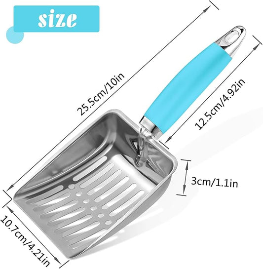 Cat Litter Scoop - Stainless Steel Metal Cat Litter Scoop-Sturdy Mesh Scooper - Mesh Shovel-Easy to Clean - Suitable for Cat Litter Box -Blue-Christmas