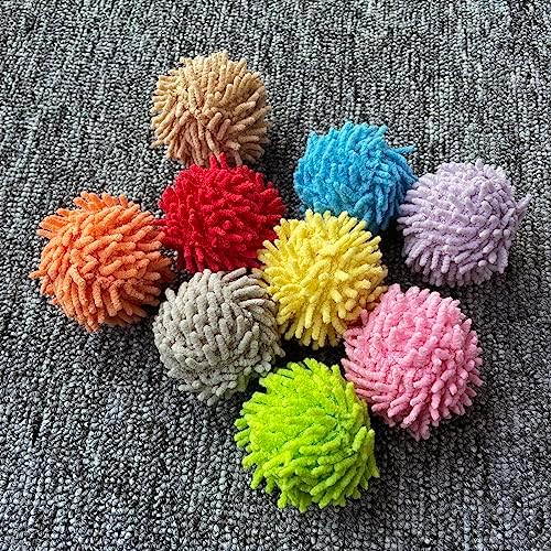 9Pcs Fuzzy Cat Ball Toys - Safe Pom Pom Balls for Indoor Cats, Kitten Chasing Toys with Bell (Multicolor) - Image 3
