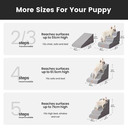 Gardner Pet 4-Step Dog Stairs for Small Dogs 18.5" H, Curved 4-Step Pet Stairs, Dog Steps for High Bed (18-20 in), Couch with Durable Non-Slip Waterproof Fabric Cover and CertiPUR-US Certified Foam