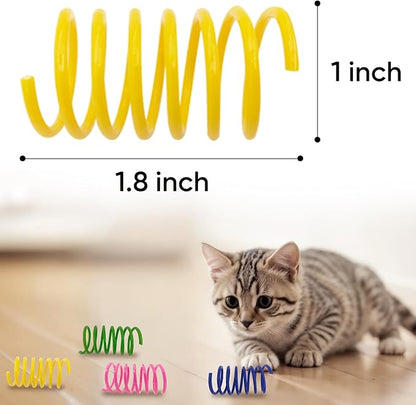 Cat Spring Toys 90 Pack, Interactive Toys for Kittens to Swat, Bite & Hunt, Colorful Durable Plastic Spiral Springs for Indoor Cats
