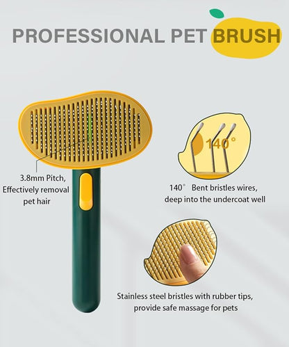 Cat Brush for Shedding, Mango Cat Brushes with Gentle Bristles and Release Button, Gentle Self Cleaning Pet Brush for Indoor Cats and Dogs Daily Grooming Tool During Shedding Season