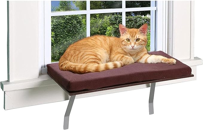 at Window Perch seat: Sunny Kitty Window Sill Shelf, with Fleece Foam Cushion & Washable Cover