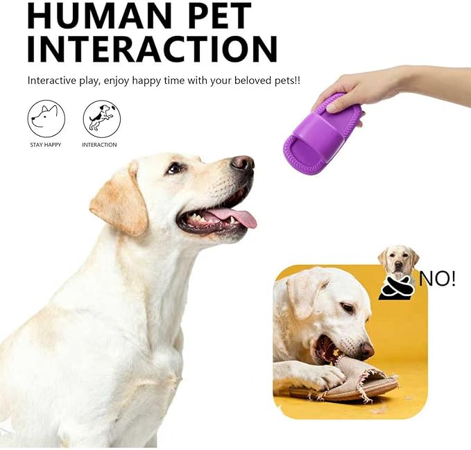 MECOOL Dog Toy Unbreakable Slippers Squeaky Dog Toys for Teehing Chewing Size for Medium and Samll Breeds(Purple)