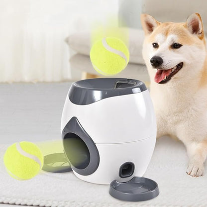 Feedless Training Device with 2 Tennis Balls, Automatic Pitching Snack Reward Machine, Small and Medium-Sized Dog Puzzle Toys, Indoor and Outdoor Dual-Purpose Ball Thrower