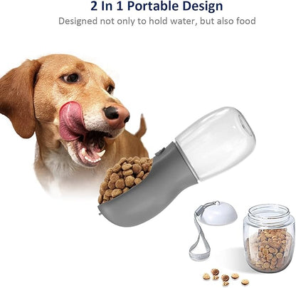WePet Portable Dog Water Bottle with Food Container, 12 OZ + 6 OZ, Leak Proof Puppy Water Dispenser with Drinking Feeder for Pets Outdoor Walking, Hiking, Travel, Food Grade Plastic