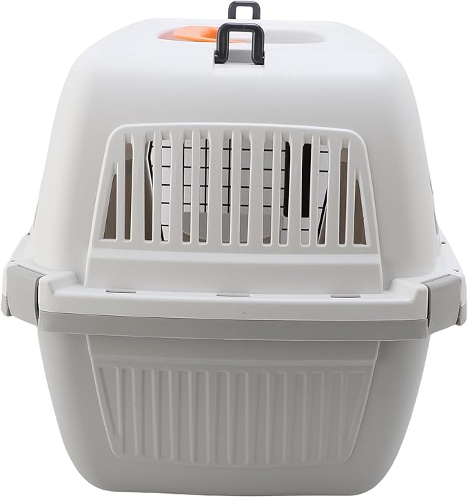 Focket Pet Carrier, Lightweight Hard Sided Cat Carrier for Medium Dogs Small Dogs with Handle Water Container Ventilated Design for Travel Outdoor Indoor (Gray)