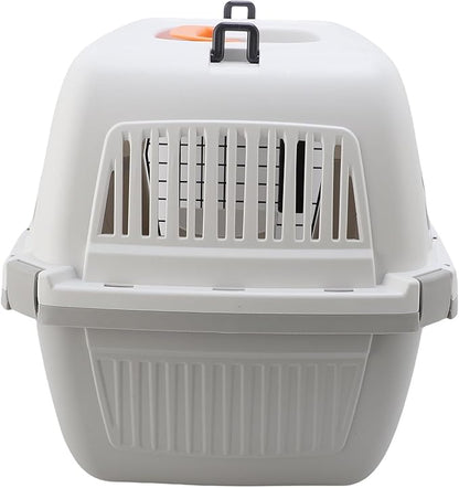 Focket Pet Carrier, Lightweight Hard Sided Cat Carrier for Medium Dogs Small Dogs with Handle Water Container Ventilated Design for Travel Outdoor Indoor (Gray)