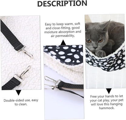 TOYANDONA Double-Sided Breathable Cat Den Hanging Hammock Small 27x27cm Black and White Polka Dot Cotton Cat Sleeping Bed for Indoor Pet
