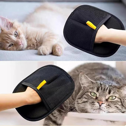 Pet Hair Remover Electrostatic Gloves, Pet Hair Remover Glove Washable, Reusable Cat Dog Grooming Mitt for Couch, Furniture, Carpet, Car Seat (Yellow*2)