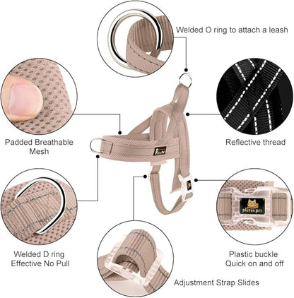 Plutus Pet No Pull Dog Harness with Breathable Mesh Padded, Adjustable Reflective Escape Proof Dog Harness, Quick Fit Dog Vest Harness for Small Medium Large Dogs(M, Beige)