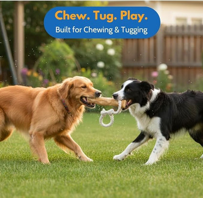 Coffee Wood Dog Chew Toy with Rope for Medium Dogs, Natural Wood Stick for Light to Moderate Chewers, Safe & Long Lasting Chew Toy for Dental Care, Tug Play & Boredom Relief (M - Under 50lbs)