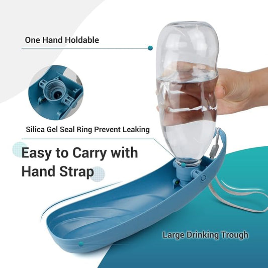 Dog Water Bottle, 550ML Large Capacity Leak-Proof Portable Pet Water Dispenser with Carrying Lanyard, Ideal for Outdoor Walking Hiking Travel