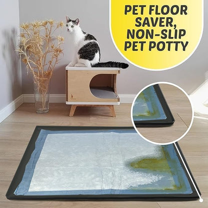 TidyFriend Dog Pad Holder Tray for 36 x 36 Inches Training Pads - Silicon Wee Wee Holder, No Spill Pee Tray for Dogs - Easy to Clean and Store Perfect for Dog Potty (Black)