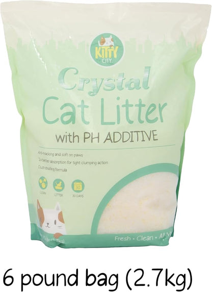 Kitty City pH Detecting Crystal Cat Litter, Silica Gel Crystals for Odor Control, Low Dust & Unscented, Health Monitoring Cat Litter, 6 lb