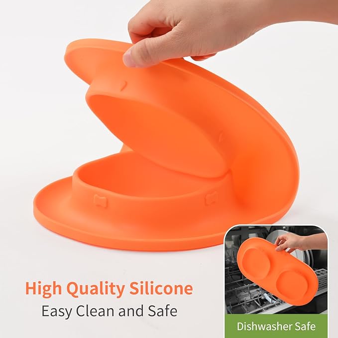 Small Size Puppy Dog Bowls: Food and Water Bowls Set for Small Dogs, No-Spill Non-Skid Dog Dish, Orange
