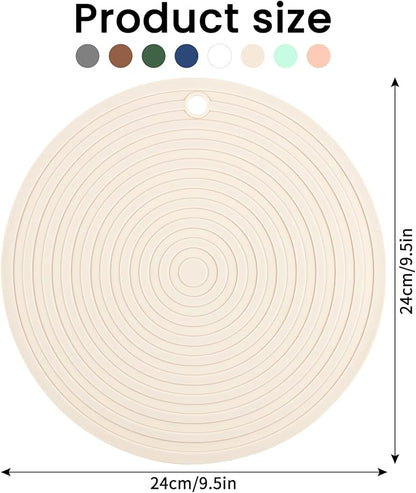 Ptlom Silicone Pet Food Mat for Dogs and Cats Placemat 2Pcs, Waterproof Non-Slip Feeding Bowl Mats Prevent Food and Water Overflow, Silicone Puppy Mat Suitable for Small Medium Pets, Beige, 9.5Inch