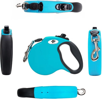 16 ft Retractable Dog Leash for Large Dogs up to 110 lbs,Tangle-Free Nylon Tape,Blue Dan L