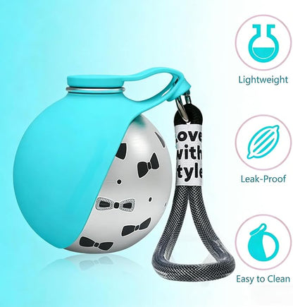 2-in-1 Portable Dog Water Bottle for Small Dogs, 10oz Dog Travel Water Bottle - Leak-Proof & One-Hand Operation, Stainless Steel Bottle & Silicone Bowl for Walking Hiking (Pink)