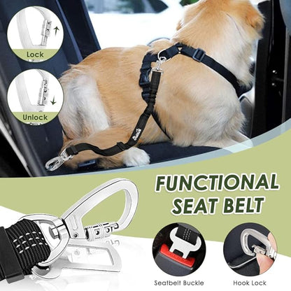 Lukovee Dog Seat Belt for Car, Adjustable Dog Car Harness for Large Medium Small Dogs, Soft Padded & Breathable Mesh Dog Seatbelt with Car Strap and Carabiner (Camouflage,S)