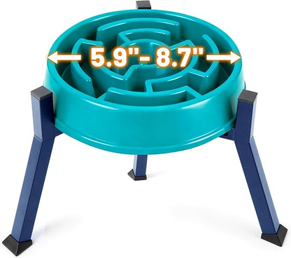 LOOBANI Raised Dog Bowl Stand: Adjustable Width Elevated Dog Bowl Stand Water Food Feeder for Adult, Seniors, Older, Arthritis Dogs, Fits for Bowls Width 5.9"-8.7" (Without Bowls) Deep Blue Medium