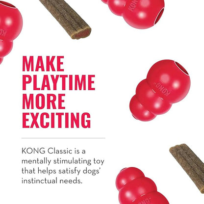 KONG Classic Toy & Enhanced Ziggies Treats Combo Pack - Durable Chew Toy for Dogs - with Enhanced Ziggies Treats - Dog Accessories for Fun & Health - for X-Large Dogs