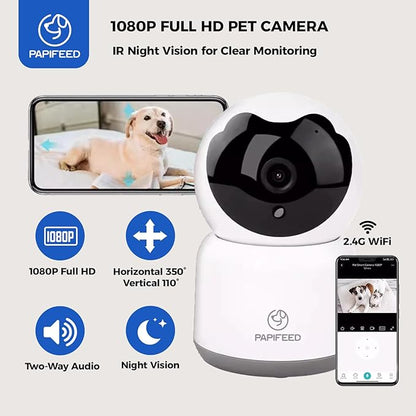 PAPIFEED Automatic Cat Feeder with Camera, App-Controlled WiFi Auto Food Dispenser, Dual Power Backup, Slow Feeding Mode, 3L Moisture-Proof Feeder for Cats & Small Dogs (Blue)