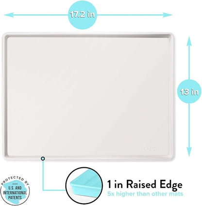 CatGuru Cat Food Mat, Small & Large Pet Feeding Mat, Waterproof Cat Tray for Food and Water, Silicone Pet Placemat, Non-Slip Mats for Cats, Easy to Clean Tray for Pets Bowls (Hard Tray,Marshmallow)