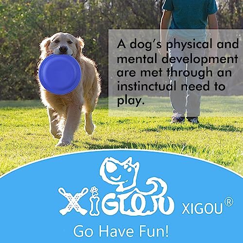 XIGOU Dog Flying Disc - Durable Rubber Flying Disc Dog Toy - 9.25" Indestructible Rubber Dog Flying Discs Flyer Dog Toys - Puncture Resistant & Bite Resistant Extremely - for Medium Large Dogs - Image 7