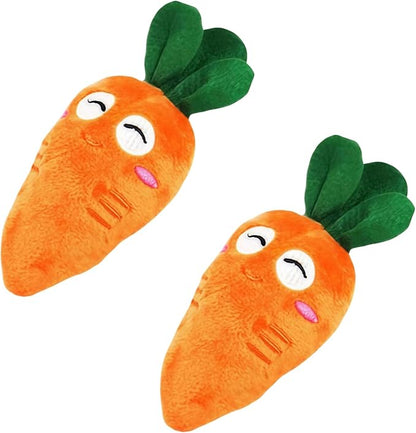 2Pcs Orange Soft Puppy Pet Supplies Cute Carrot Plush Chew Squeaker Sound Squeaky Toys for Dog Cat Birthday Xmas Pet Squeak Toy Gifts