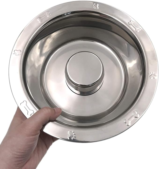 JZK Stainless Steel Dog Bowl for Slow Eating, Slow Feeder Large Dog Bowl, Slow Feeding Metal Dog Bowl, pet Bloat Stop Food Bowl