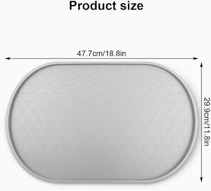 KPWACD Dog Food Mat Anti-Slip Bowl Mats for Food and Water, High-Lips Waterproof Pet Placemat Prevent Messy Spills to Floor, Silicone Puppy Feeding Trays for Large Medium Small Dogs Cats