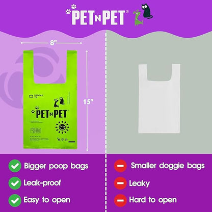 Pet N Pet 200 Counts Lavender Scented Dog Poop Bags Rolls with Tie Handles, 41% Plant Based & 59% PE Poop Bags for Dogs, Extra-Thick Doggie Poo Bag, Pet Waste Bag