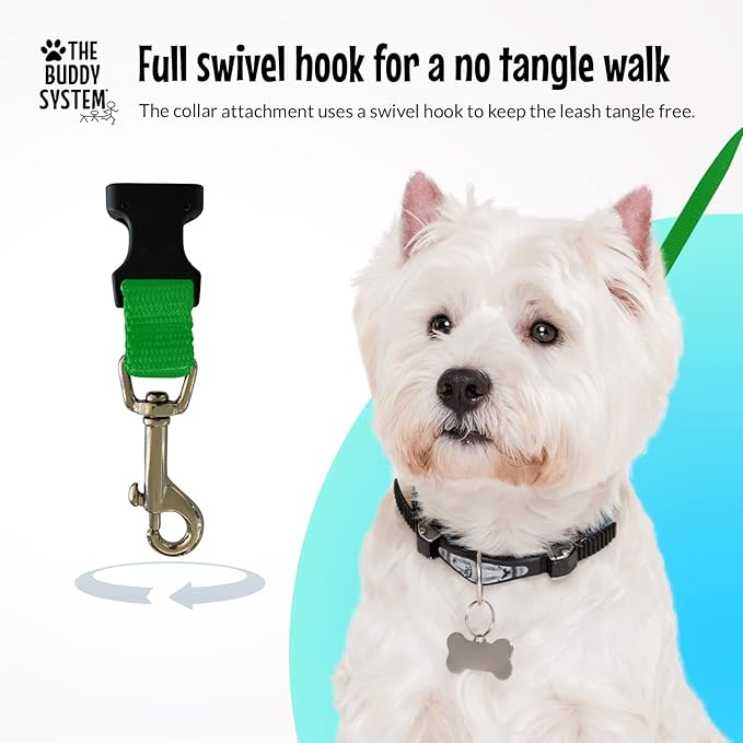 The Buddy System Hands Free Dog Leash, Adjustable Leash for Running, Jogging, Training and Service Dogs, Great for Small, Medium and Large Dogs, Made in USA (Green, Small Dog System (Large Belt))