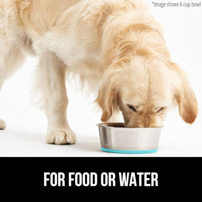 GORILLA GRIP Dog Bowl, Holds 4 Cups (32 fl oz), Food Grade 304 Stainless Steel Food and Water Bowl for Feeding Dogs and Cats, BPA Free Rubber Base, Easy Clean, Dishwasher Safe Rust Resistant Turquoise