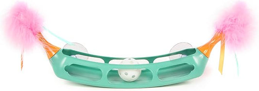SmartyKat Track Tipper Ball Track Cat Toy w/Suction Cup, Works on Floors & Windows - Blue, One Size