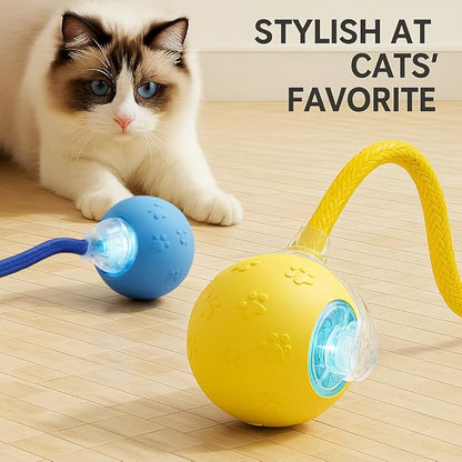 3PCS Smart Interactive Cat Toy Ball with Bird Sounds - Automatic Obstacle Avoidance, Durable PC/TPR Material, Long Battery Life, Self-Play Toy for Indoor Cats and Kittens(Yellow,Red,Blue)