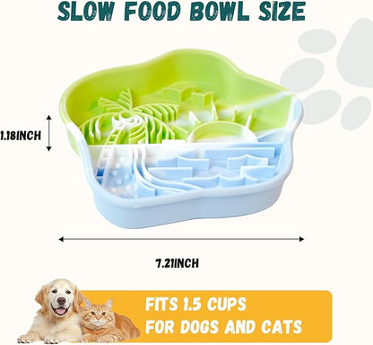 WUGO Slow Feeder Dog Bowls with Suction Cups for Dog Cat Dishwasher Microwave Puppy Puzzle Bowl