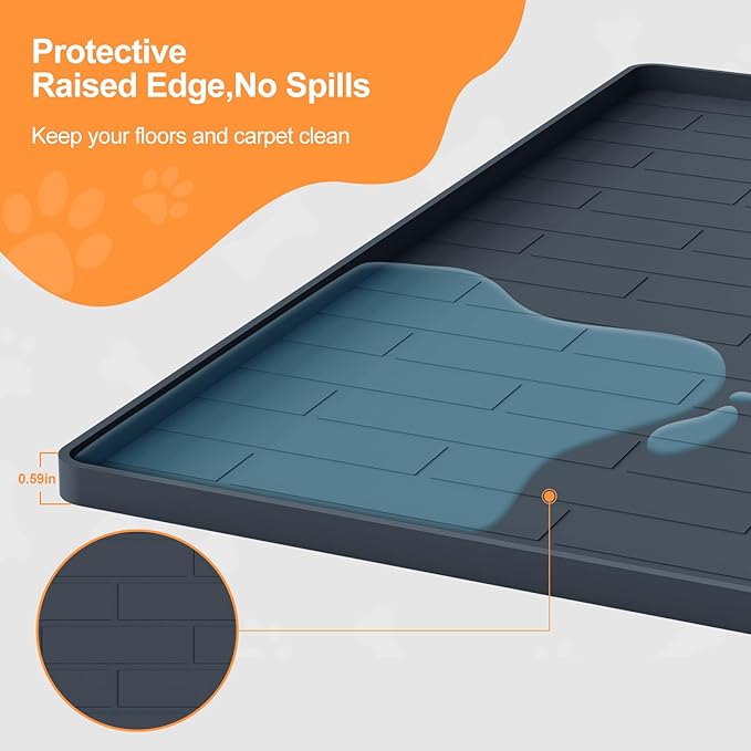 Pee Pad Tray Holder for Dogs,Non-Slip Silicone Dog Puppy Pad Holder,25 x 25 Square Puppy Potty Training Pads,No Spill Raised Lip High Edge,Portable, Leak-Proof Mat Trays for Indoor Floor Protection