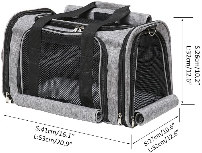 Pet Carrier Bag for Small Medium Cats Dogs Puppies up to 26 Lbs,Steel Frame Dog Carrier,pricacy-Oriented cat Carrier,Collapsible pet Carrier for Easy Storage (Grey, Small: 16.1"X10.6"X10.2") - Image 2