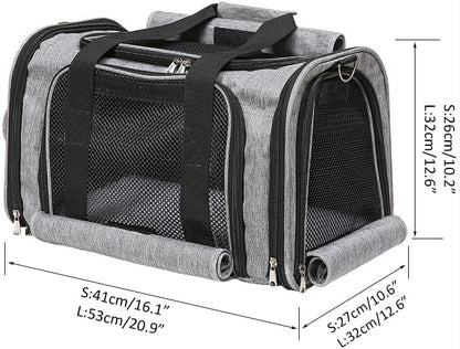 Pet Carrier Bag for Small Medium Cats Dogs Puppies up to 26 Lbs,Steel Frame Dog Carrier,pricacy-Oriented cat Carrier,Collapsible pet Carrier for Easy Storage (Grey, Small: 16.1"X10.6"X10.2") - Image 2