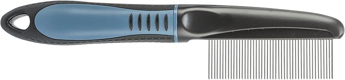 Trixie Comb with fine Teeth - smoothes The Coat - top Coat and Undercoat - Rubberised Plastic Handle - 22 cm - Black/Blue - 23764