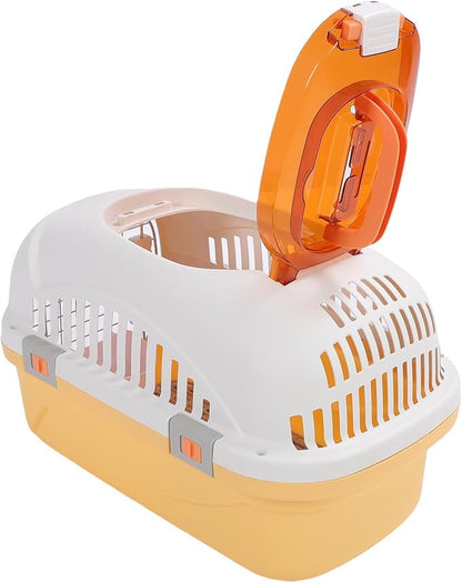Zunate Plastic Pet Kennel with Top Window, Detachable Travel Dog Crate and Cat Carrier with Handle, Airline Approved for Small Pets, Yellow (Yellow)