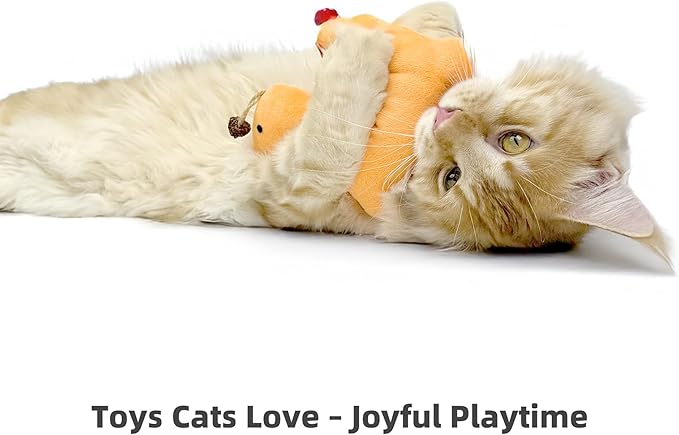 3 Pack Catnip Toys for Indoor Cats – Interactive Kitten Toys with Silvervine Stick & Feather, Durable Chew & Kick Cat Toys for Stress Relief & Play