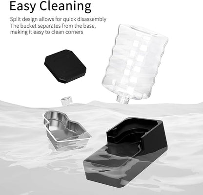 RIZZARI Stainless Steel Dog Dispenser: 8L Large Capacity Gravity Waterer - Clear Tank Water Level View -No Mess Keeps Floors Dry- No Power Needed - for Medium Dogs - Kitchen Corner/Crate Area