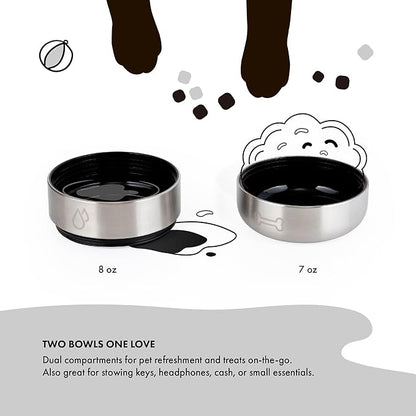 GrandTies Insulated Portable Dog Water Bottle with 2 Detachable Water Bowl Dispenser | Dog Food Travel Container, Accessories for Dogs Walking, Hiking, Camping (32oz (950mL), Patriot)