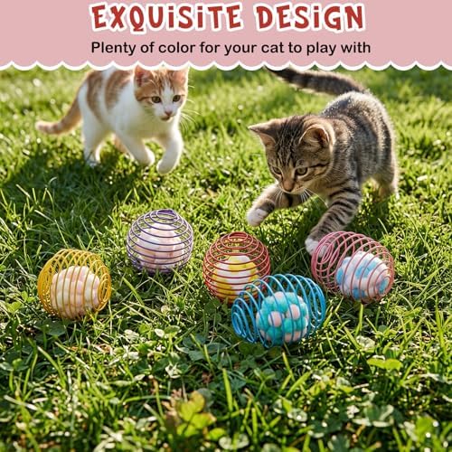 Jecery 5 Pcs Cat Toys Spring,Plush Ball,Multicolor - Image 4