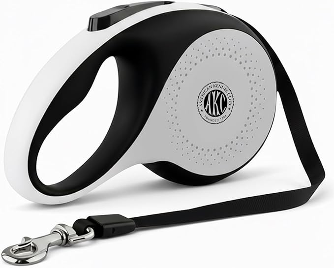 American Kennel Club Heavy Duty Retractable Dog Leash, 16.4ft, Tangle-Free, Ergonomic Grip, One-Hand Brake, for Medium & Large Dogs up to 110 lbs Gray
